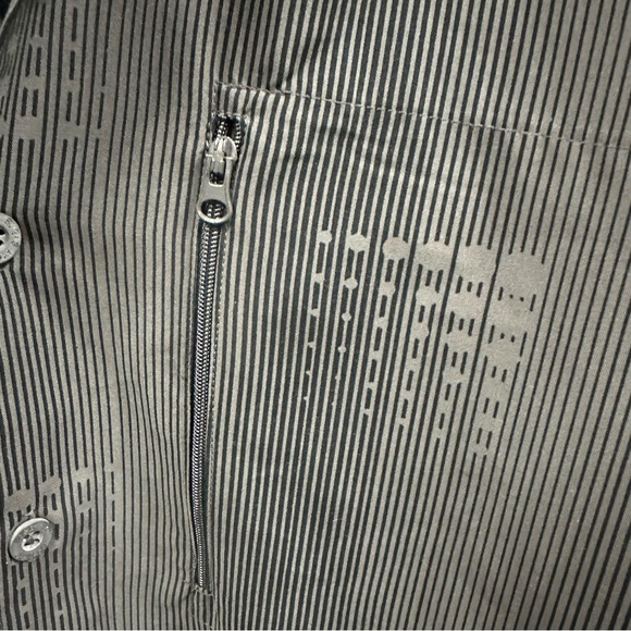 Y2K Bugle Boy Geometric Button Up Zip Pocket Vented Long Sleeve Shirt Mens M - Picture 3 of 9